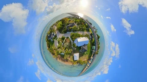 Aerial tiny planet Pigeon Key Florida 4k 2026 tour Stock Footage 335662859