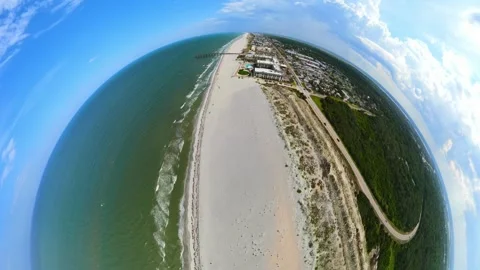 Aerial tiny planet St Augustine Beach Florida 2026 Vídeo Stock 337917119