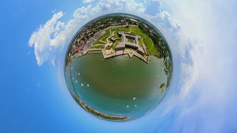 Aerial tiny planet St Augustine Castillo De San Marcos 4k Vídeo Stock 337917120