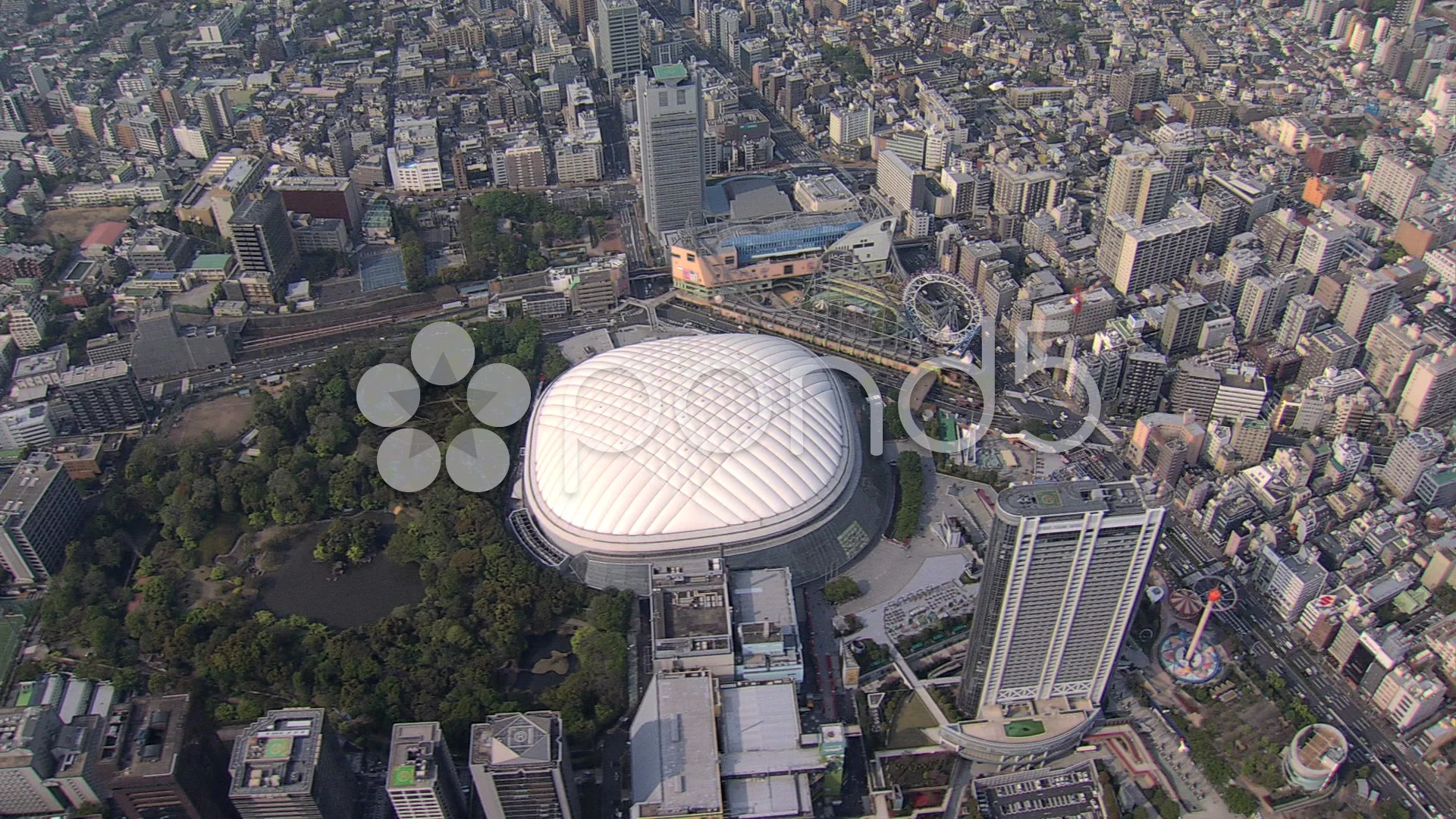 Aerial Tokyo Dome Basketball Stadium Yom... | Stock Video | Pond5