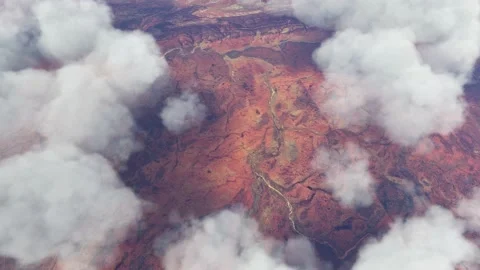 Aerial top and cloudy view of the Australian desert. Northern Territory Stock Footage 202054044