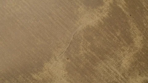 Aerial Top diagonal View of dry floor in spanish desert with vegetation and Video stock 119351244