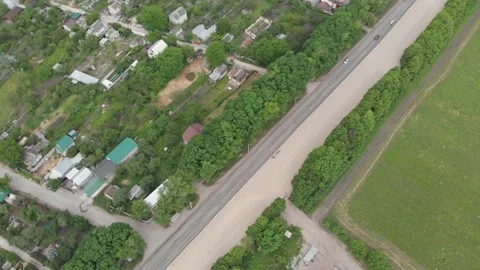 Aerial top down 4k view of over construction machinery, repairs Stock Footage 145411857