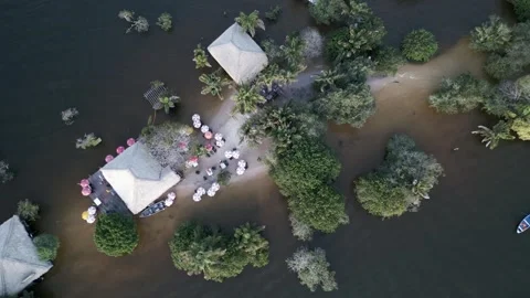 Aerial top down alter do Chao Love Island (Ilha do Amor)  State of Pará, Stock-Footage 244372237
