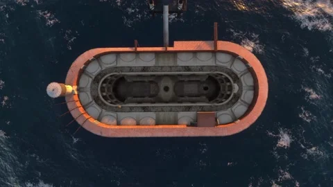 Aerial top down animation of Fort Boyard 4k animation Stock Footage 159336425