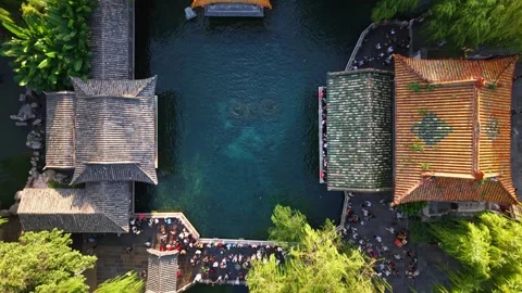 Aerial Top-Down of Baotu Spring Scenic Area in Jinan, China Stock Footage 331117366