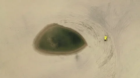 Aerial top down of buggy in sand dune Fortaleza Brazil BR FOR 0361 A GR Video stock 143284758