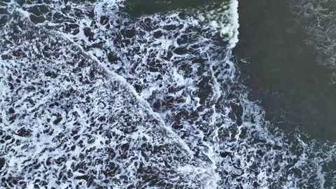 Aerial Top Down Calm Ocean Waves Texture Pangandaran Indonesia Vídeo Stock 332749659