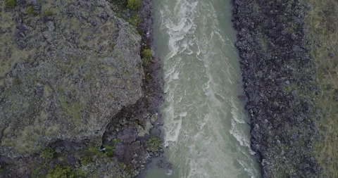 Aerial Top-Down of Cauldron Linn Rapids - Snake River 4K Stock Footage 331832956