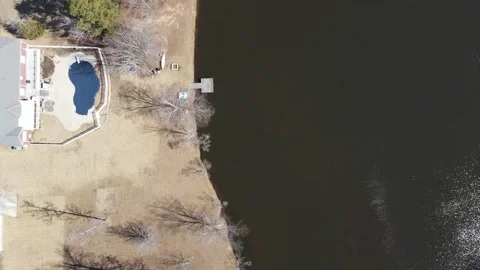 Aerial top down Clarks Hill Lake in winter after Hurricane Helene in Applin.. Vídeos de archivo 317017110