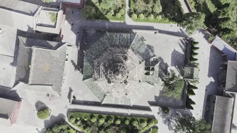 Aerial Top-down Clockwise Rotation of Feihong Pagoda 4K HDR Vídeos de archivo 330317747