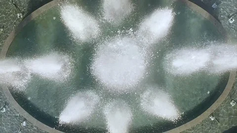 Aerial top down close-up view of fountain Stock Footage 100976307