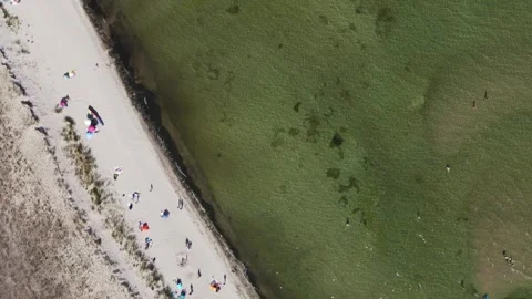 Aerial top down of coast line of Mnchgut peninsula on the island of Rgen in.. 스톡 동영상 250087989
