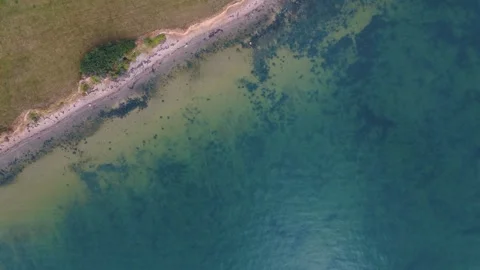 Aerial top down of coast line on peninsula of the island of Rgen in the Bal.. 動画素材 250090986