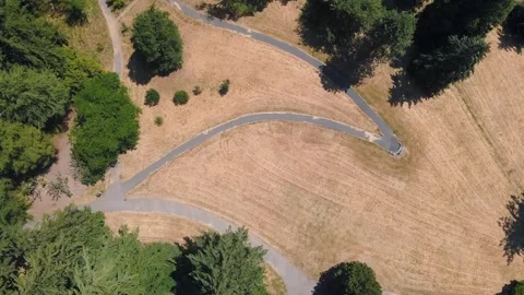 Aerial top down of Council Crest Park Portland nature view on sunny summer .. Vidéo 295144871