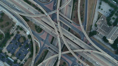 Aerial Top Down Descent Over I-35 Ben White Interchange Austin Texas Stock Footage 328110460