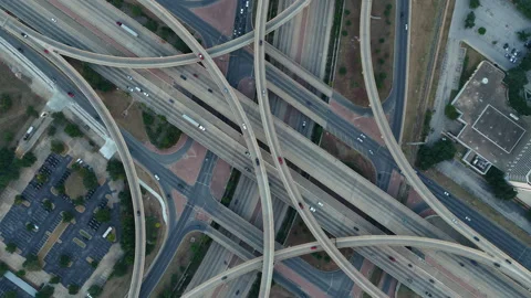 Aerial Top Down Descent Over I-35 Ben White Interchange Austin Texas Stock Footage 328132281