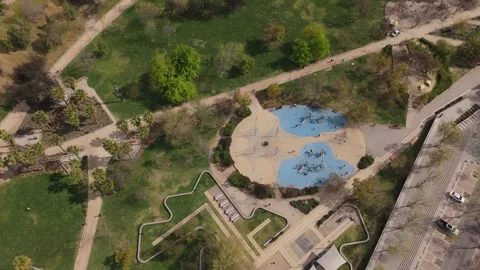Aerial Top-Down Drone Flight Over Parque Bicentenario in Vitacura, Santiago, Chi Video stock 320738361