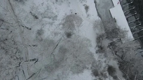 Aerial top down drone landscape of a frozen river on an icy winter day Sweden Vídeo Stock 243849653