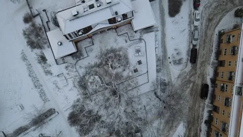Aerial top down drone landscape on an icy winter day Sweden Vídeos de archivo 243849669