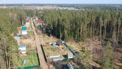 Aerial Top Down Drone Shot. Highway construction. Deforestation for a new Stock Footage 134324437