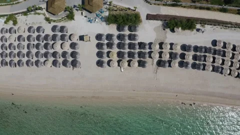 Aerial top down drone shot of beach resort in Sibenik, Croatia Stock Footage 143355779