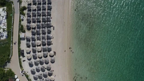 Aerial top down drone shot of beach resort in Sibenik, Croatia Stock Footage 143355909