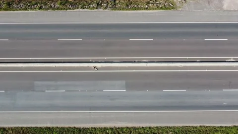 Aerial top down drone shot above cars driving on the street 4k. Stock Footage 157191346