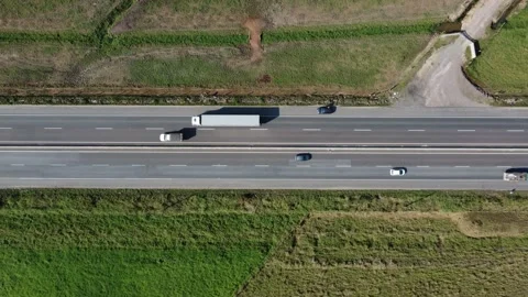 Aerial top down drone shot above cars driving on the street 4k. Stock Footage 157191394