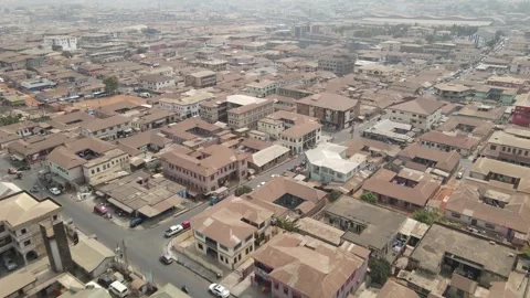 Aerial Top Down Drone Shot Of AshTown-Kumasi, Ghana. Stock Footage 257488770