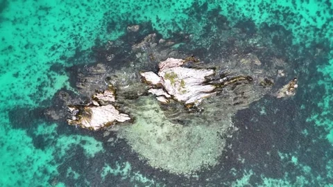 Aerial top down drone shot of a island in phillipines, with crystal clear ocean Video stock 291614509