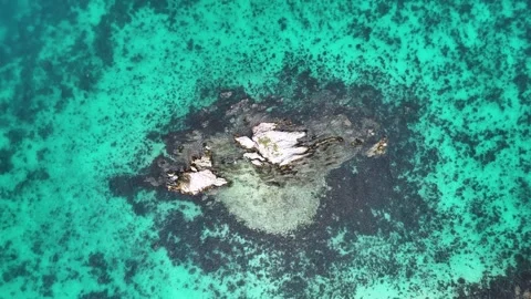 Aerial top down drone shot of a island in phillipines, with crystal clear ocean Stock Footage 291615116