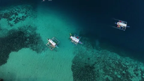 Aerial top down drone shot of boats in the ocean. Stock Footage 295911161