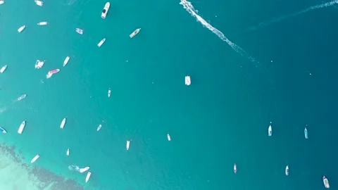 Aerial top down drone view of colorful Thailand traditional long tail boats4k. Stock Footage 224229084