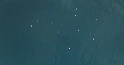 Aerial Top Down Drone View of Ocean and Surfers El Salvador_LunaVista Stock Footage 243142600
