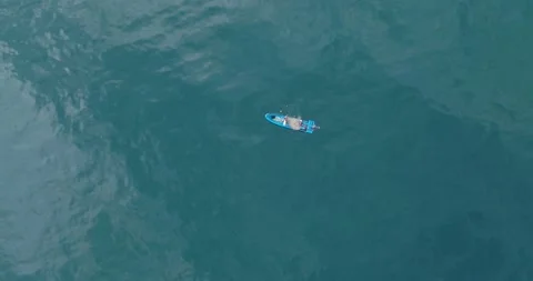 Aerial Top Down Drone View of Fisherman on Boat El Salvador_LunaVista Stock Footage 243143551