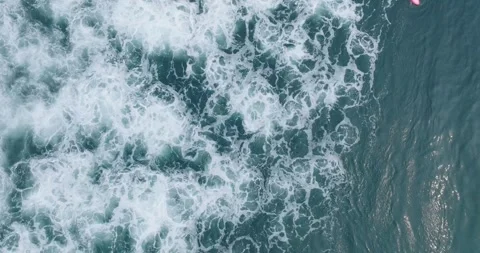 Aerial Top Down Drone view of Lone Surfe... | Stock Video | Pond5