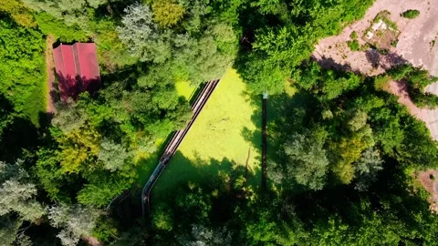 Aerial top down drone view of roller coaster in Spreepark Berlin Vídeos de archivo 243814122