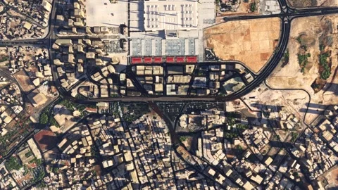 Aerial top down drone view of Al-Masjid an-Nabawi Medina 4k animation Stock Footage 304450189