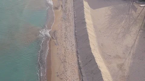 Aerial top-down drone view of sandy coastline, Varna, Bulgaria, December 1, 2025 Video stock 322537455