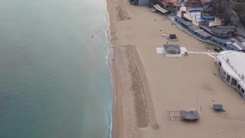 Aerial top-down drone view of sandy coastline, Varna, Bulgaria, December 1, 2025 Stock Footage 322538075