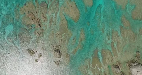 Aerial Top Down Drone View of Coral Reef in Okinawa Japan Stock Footage 328712167