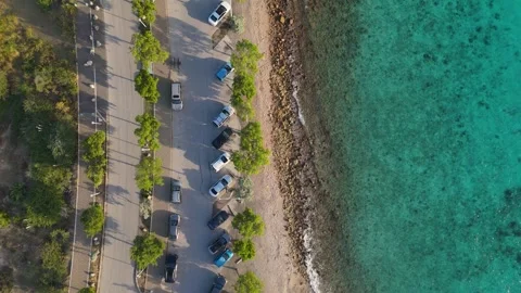 Aerial top down drone view of Caribbean clear blue beach 動画素材 332739730