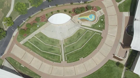 Aerial top down drop down view of outside amphitheater Stock Footage 171134380