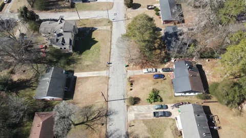 Aerial top down in during winter of residential area neighborhood view in D.. 스톡 동영상 316978808