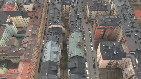 Aerial top down of empty abandoned streets of a city during coronavirus Covid-19 Stock Footage 129551393