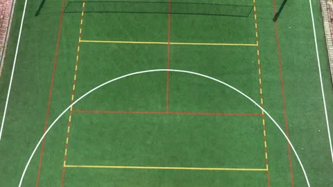 Aerial Top Down Of Empty Multi Sport Court In Masuria Poland Stock Footage 337728099