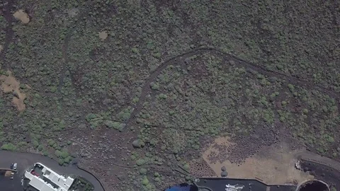 Aerial top down footage camera flight above the club area on Lanzarote Stock Footage 85021475