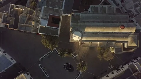 Aerial top down footage camera zoom out from the main square, urban pattern Stock Footage 85039936