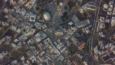 Aerial top down footage camera flight above the city urban pattern Stock Footage 85042454